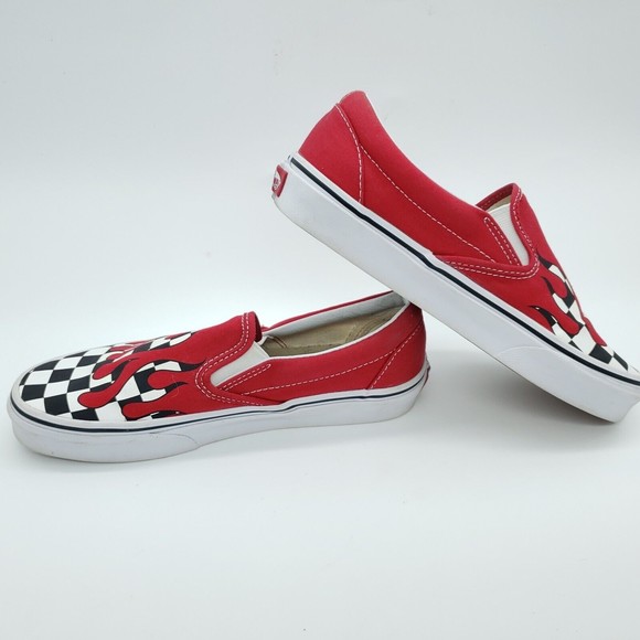 Vans Red Flame Checkered Slip-On Sneakers - Picture 6 of 8